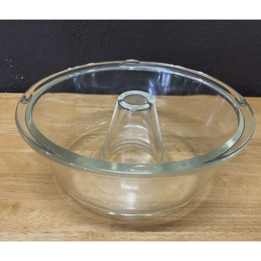 Vintage Clear Glass Bundt Angel Food Cake Pan Jello Mold Baking Dish